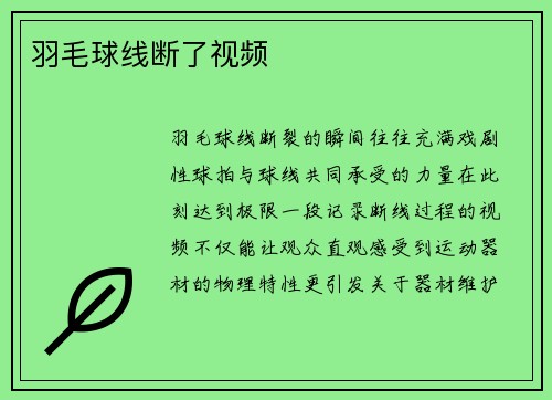 羽毛球线断了视频